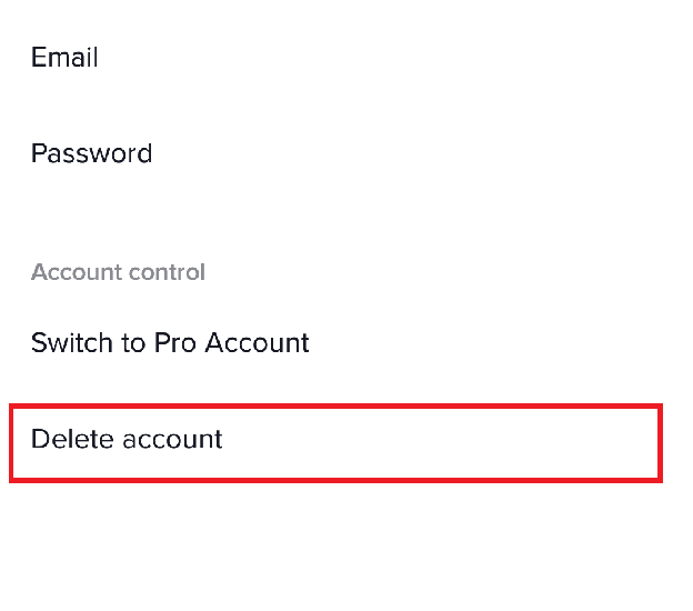 Select Delete Account